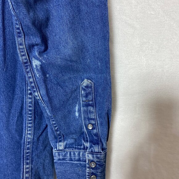 Carhartt VTG Mens‎ Rugged Pearl Snap Denim Shirt L-XL Long Sleeve Brushpopper - Picture 8 of 14